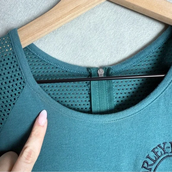 Harley-Davidson Vintage Women's Mesh Shoulder Teal Sleeveless Graphic Arkansas M - Picture 11 of 11